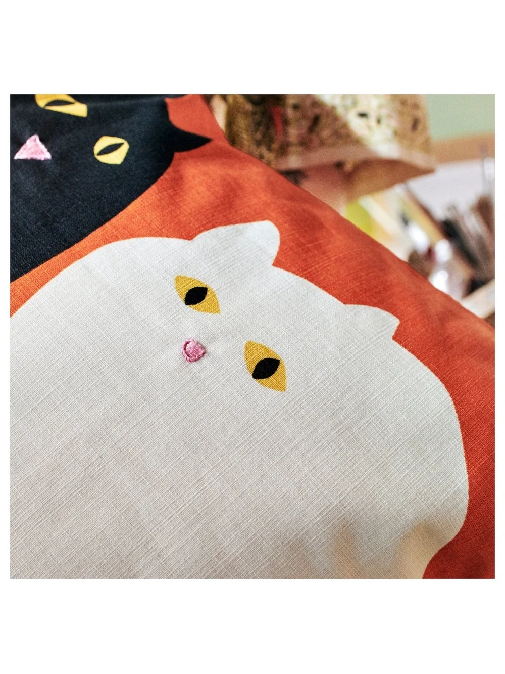 MÄVIN Cat • Orange & Black Geometric Pillow Cover NWT